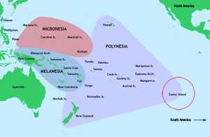 Karta över Polynesien i Stilla havet.